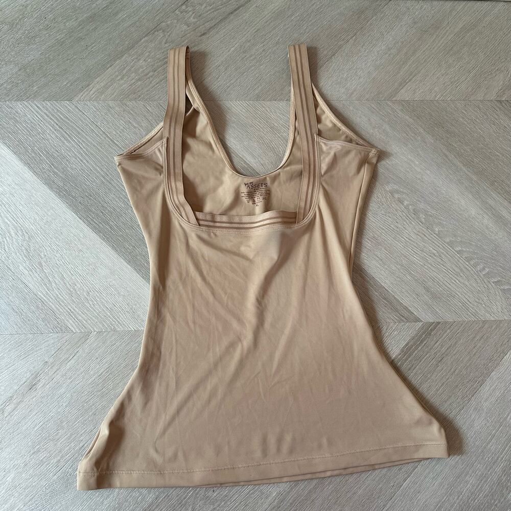Love Your Assets Sara Blakely Spanx Open Bust Cami Tank Top Beige XL Shapewear